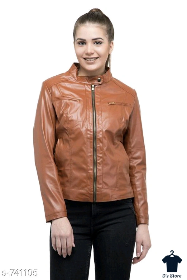 Stylish Women Ambrish Brown Leather Jacket - S