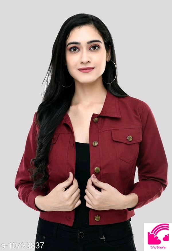 Fancy Cotton Blend Jacket For Womens  - L