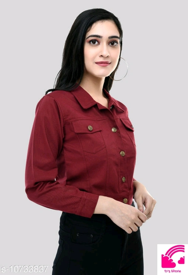 Fancy Cotton Blend Jacket For Womens  - L