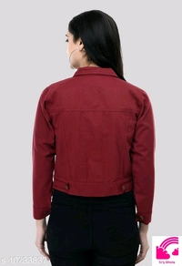 Fancy Cotton Blend Jacket For Womens  - L