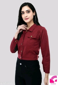 Fancy Cotton Blend Jacket For Womens  - L