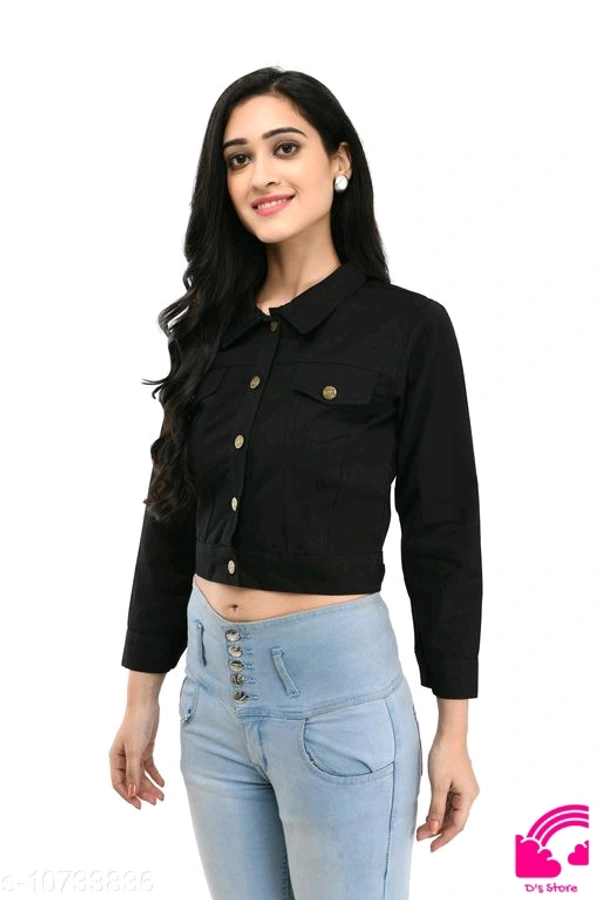 Fancy Cotton Blend Jacket For Womens  - M