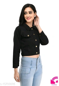 Fancy Cotton Blend Jacket For Womens  - M