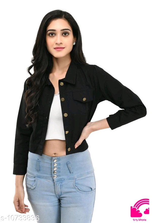 Fancy Cotton Blend Jacket For Womens  - M