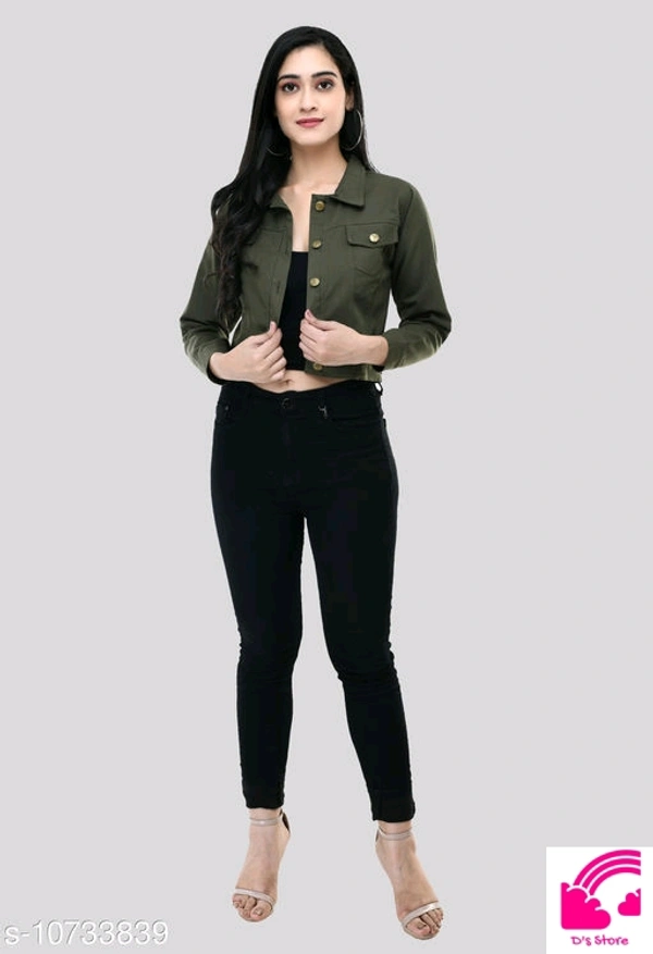 Fancy Cotton Blend Jacket For Womens  - XL