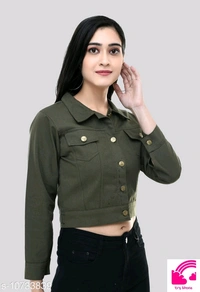 Fancy Cotton Blend Jacket For Womens  - XL
