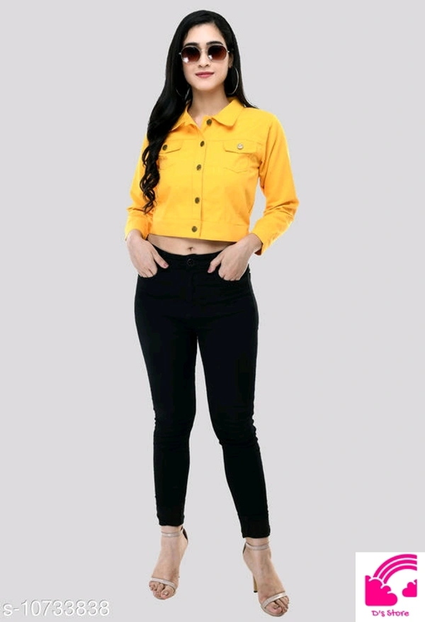 Fancy Cotton Blend Jacket For Womens  - S