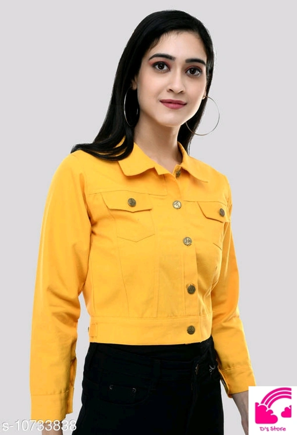 Fancy Cotton Blend Jacket For Womens  - S