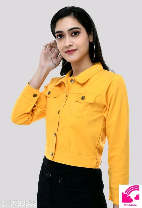 Fancy Cotton Blend Jacket For Womens  - S