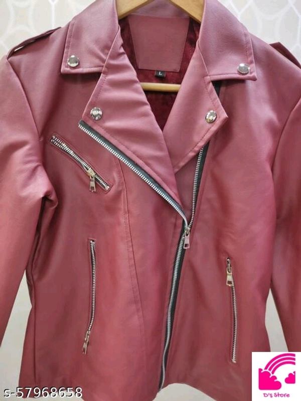 Best Clothing Solid Zipper Leather Jackets  - L