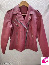 Best Clothing Solid Zipper Leather Jackets  - L