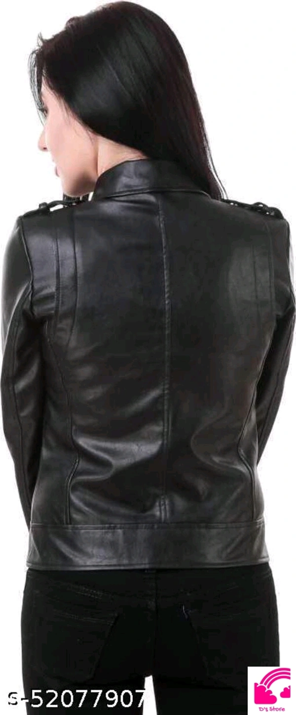 PREEGO TRENDY MODERN WOMEN BLACK FAUX LEATHER JACKET  - L