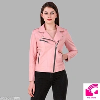 PREEGO TRENDY MODERN WOMEN BLACK FAUX LEATHER JACKET  - S