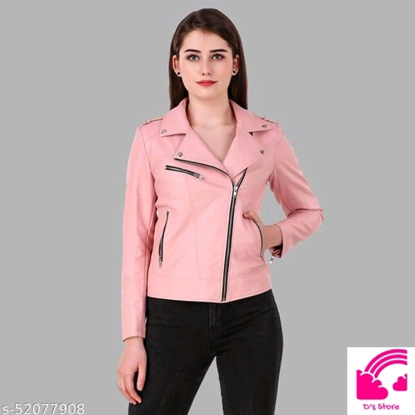 PREEGO TRENDY MODERN WOMEN BLACK FAUX LEATHER JACKET  - S
