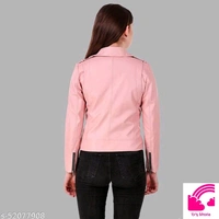 PREEGO TRENDY MODERN WOMEN BLACK FAUX LEATHER JACKET  - S