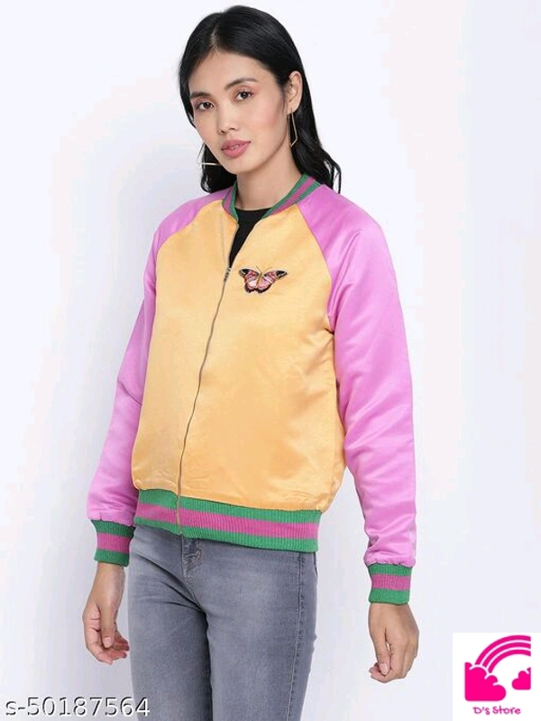 Bandish Color Comfy Women Bomber Jackets  - XL