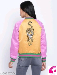 Bandish Color Comfy Women Bomber Jackets  - XL