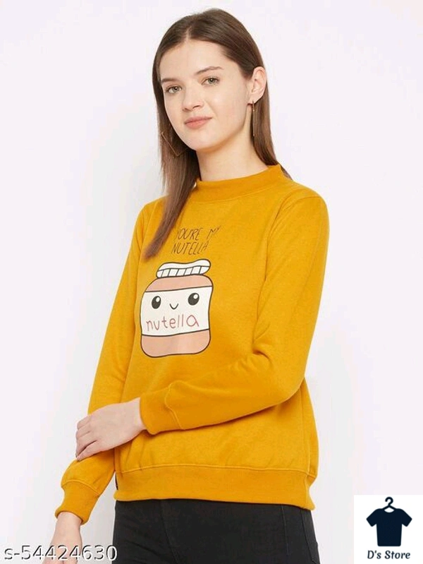 Yellow Women Sweatshirt Round Neck - M