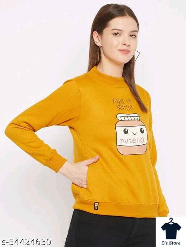 Yellow Women Sweatshirt Round Neck - M