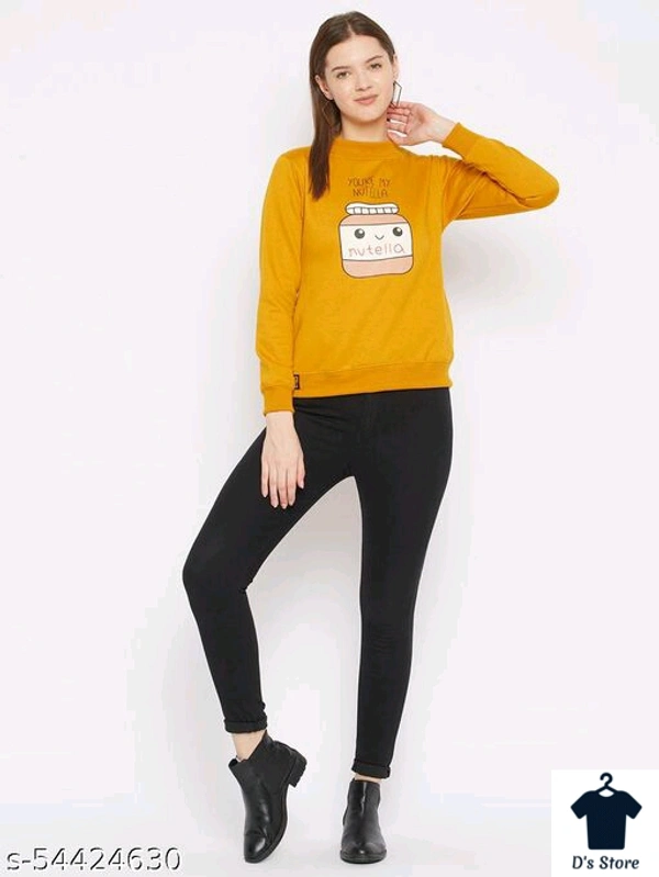 Yellow Women Sweatshirt Round Neck - L