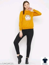 Yellow Women Sweatshirt Round Neck - XL