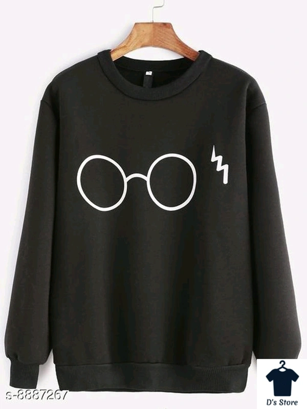 Black Introvert Printed Women Sweatshirt - M