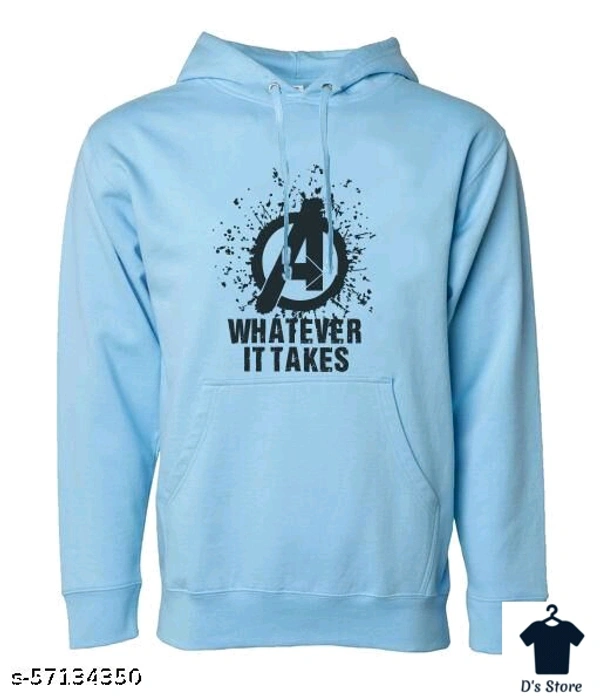New Avengers Printed Unisex Men Women Sweatshirt With Hoodie Sky Blue - XXL
