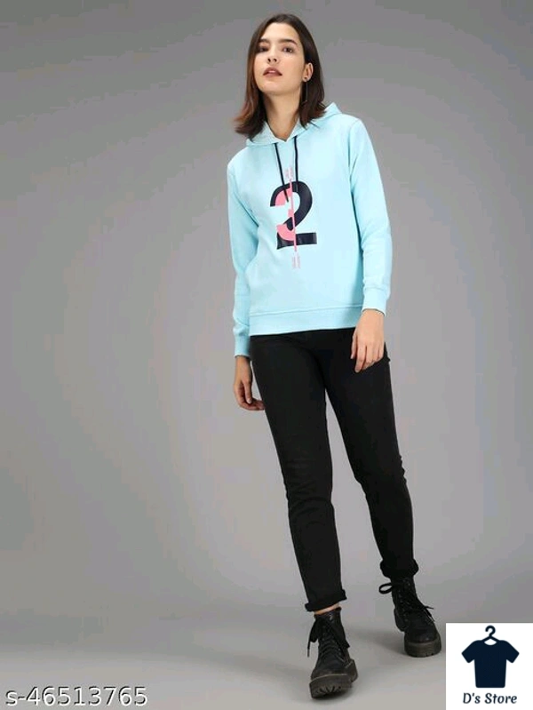 Sky blue 2 3 Printed Women Hoodie - M