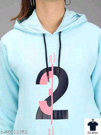 Sky blue 2 3 Printed Women Hoodie - L
