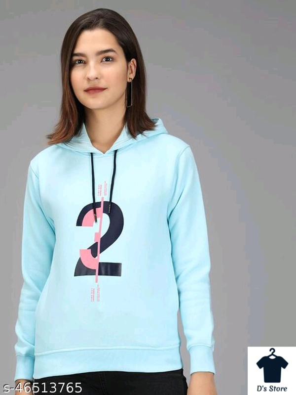 Sky blue 2 3 Printed Women Hoodie - XL