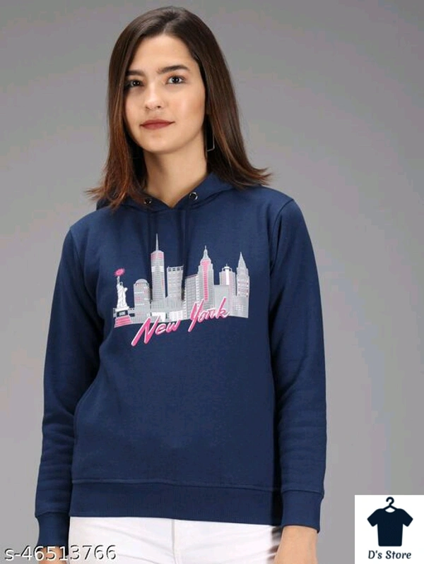 NewYork Queen City Printed Women Deep Ocean Blue Color Hoodie - M