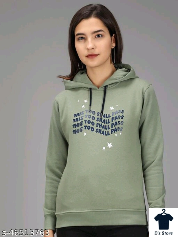 Light Green This Too Small Pass Printed Women Hoodie - M