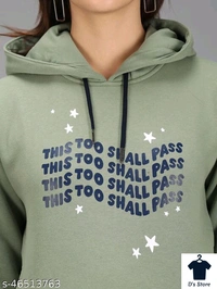 Light Green This Too Small Pass Printed Women Hoodie - M