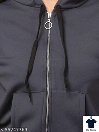 Women Grey Front Open Hoodie - M