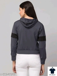 Women Grey Front Open Hoodie - L
