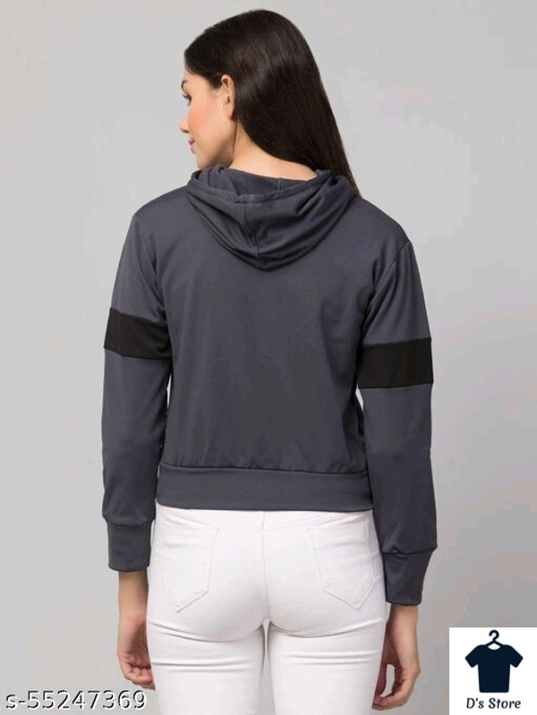 Women Grey Front Open Hoodie - L
