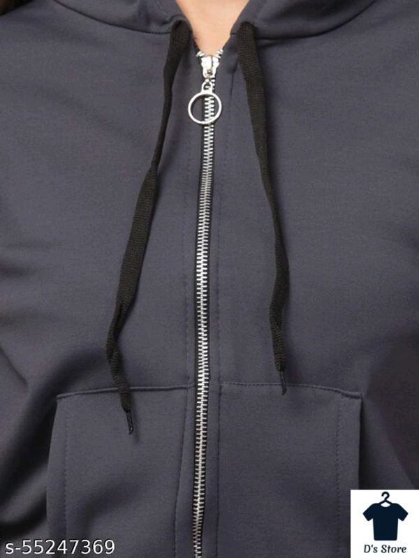 Women Grey Front Open Hoodie - L