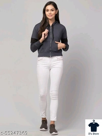Women Grey Front Open Hoodie - L