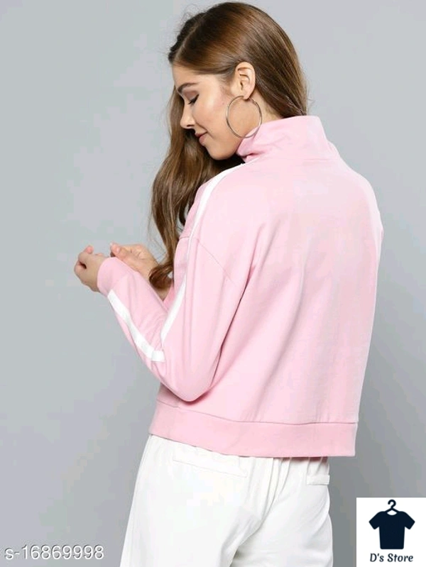 Pink Front Open Women Pink Hoodie - L