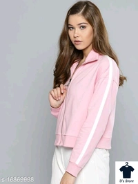 Pink Front Open Women Pink Hoodie - XLL