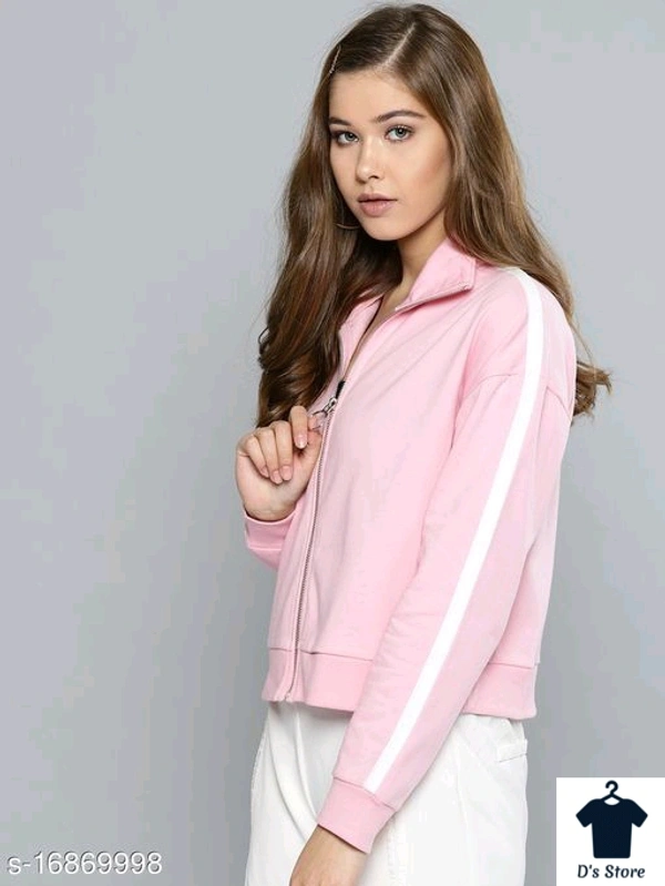 Pink Front Open Women Pink Hoodie - XLL