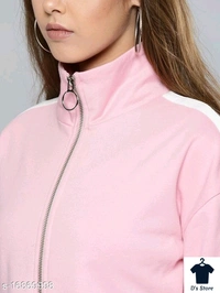 Pink Front Open Women Pink Hoodie - XLL