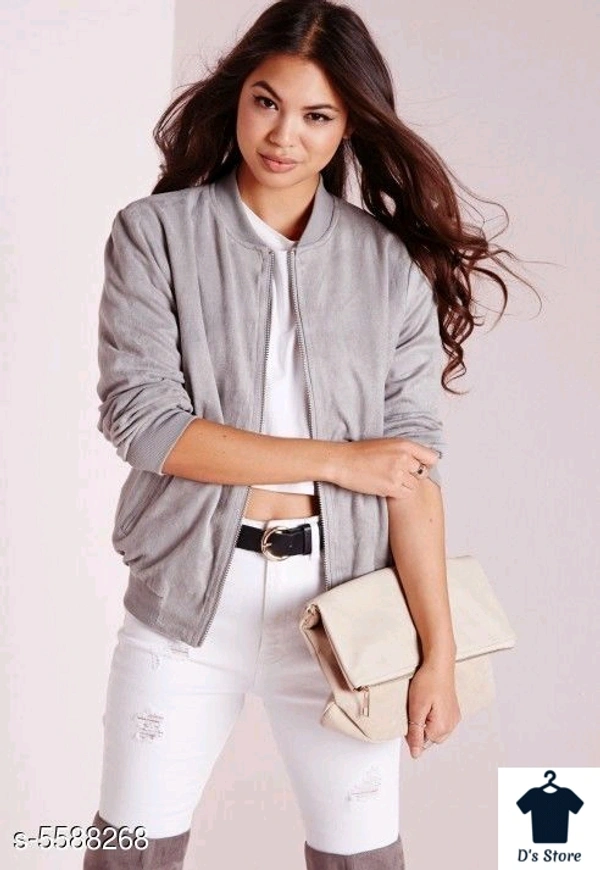 Grey Stylish Women Front Open Hoodie - S