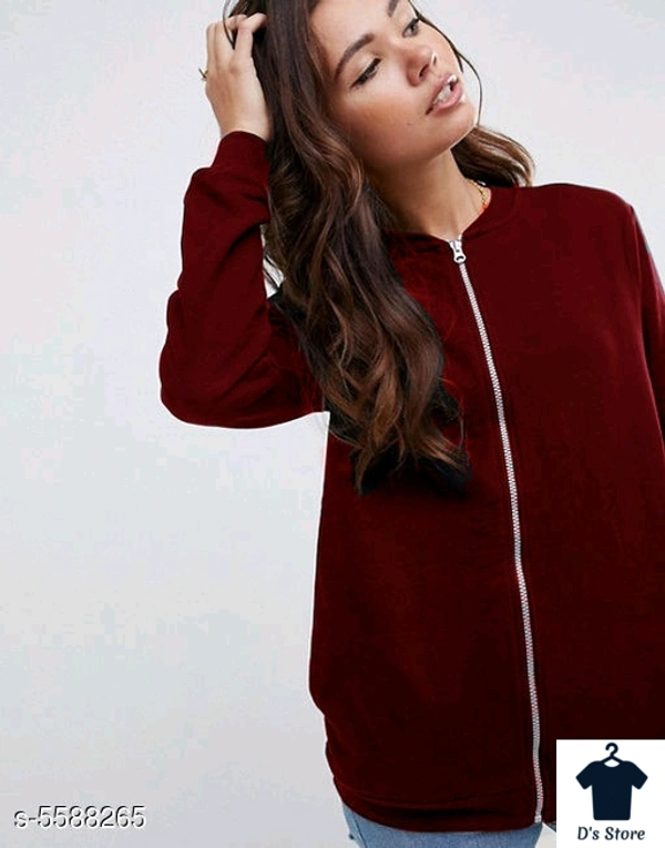Maroon Stylish Women Front Open Hoodie - S