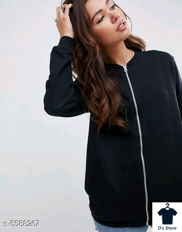 Black Front Open Hoodie Women - L
