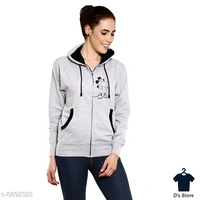 Cool Girls Mickey Printed Women Grey Front Hoodie - M