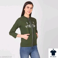 Meow Green Front Open Women Hoodie - L