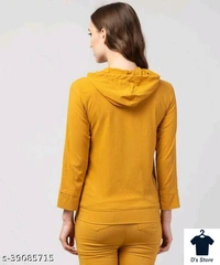 Yellow Meow Printed Women Hoodie Front Open - M