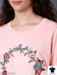 Pink Printed Embroidery Sweatshirt - S