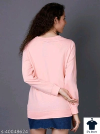 Pink Printed Embroidery Sweatshirt - XL